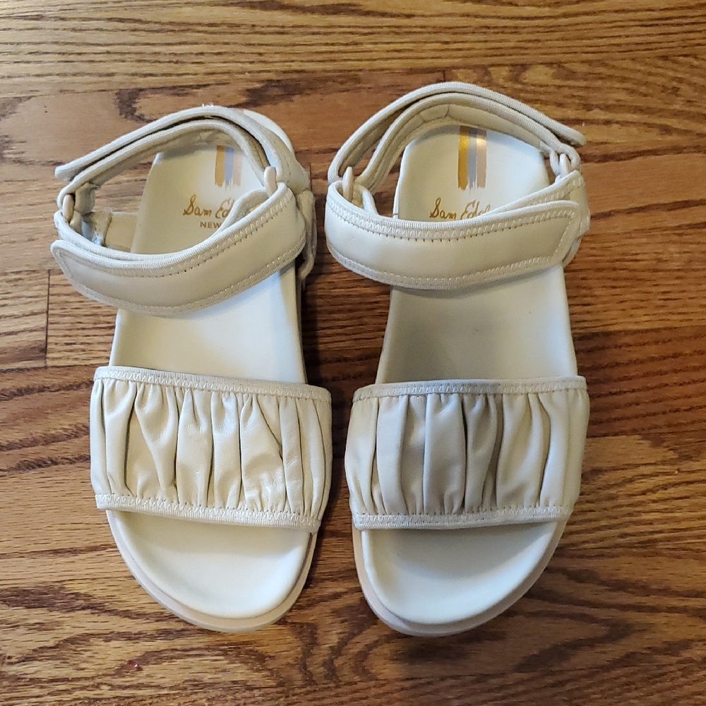 Sam Edelman Cream Ruched Strap Sandals